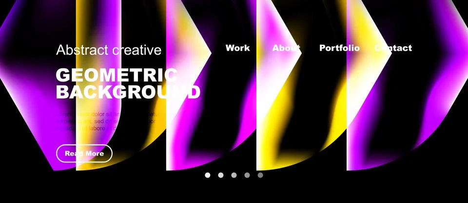 Vibrant abstract design features flowing shapes, bold text, dark background. Stock Illustration