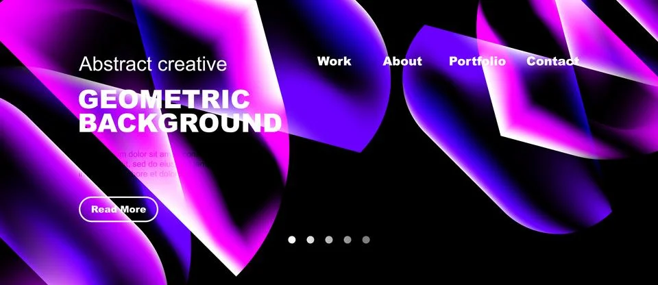 Vibrant abstract design features flowing shapes, bold text, dark background. Stock Illustration