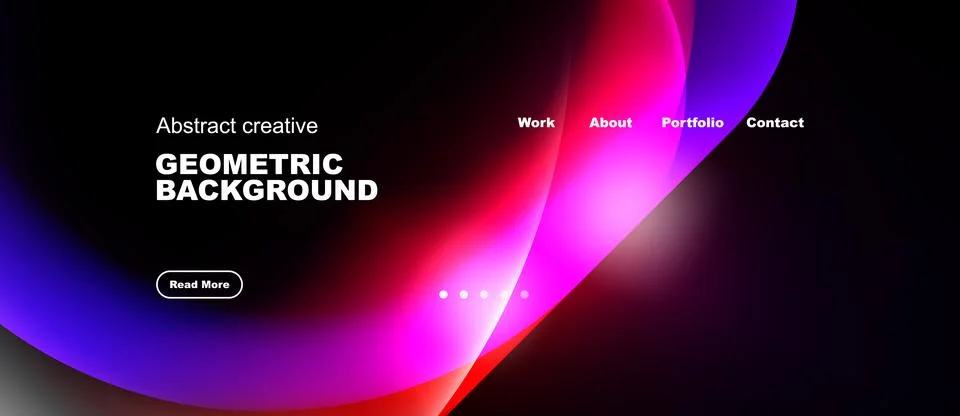 Vibrant abstract design features flowing shapes, text elements, navigation Stock Illustration