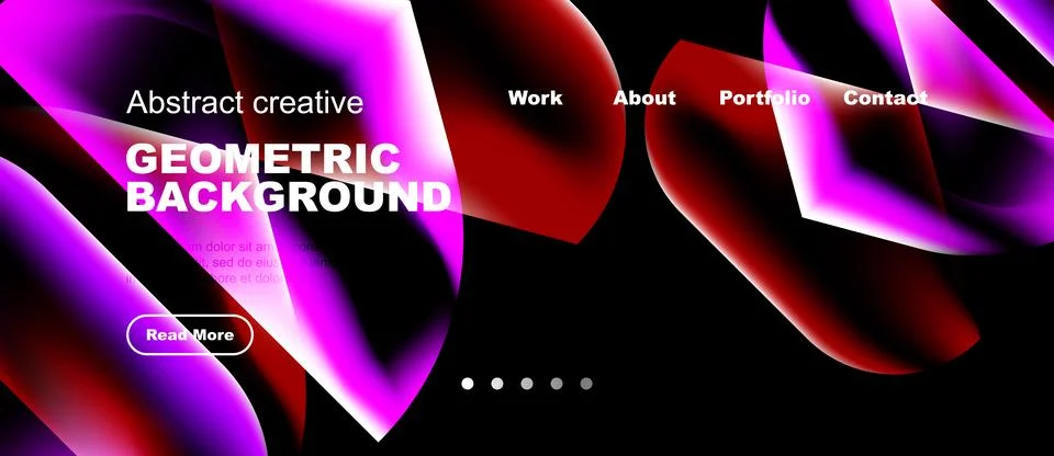 Vibrant abstract design features flowing shapes, bold text, dark background. Stock Illustration
