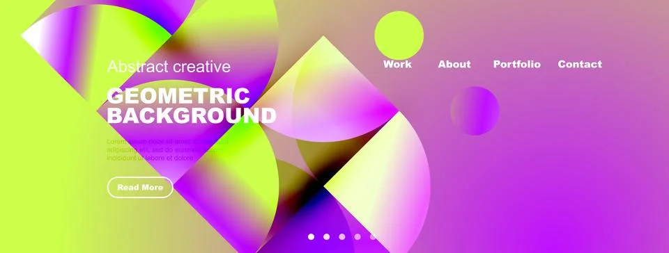 Vibrant abstract design features geometric shapes, gradients. Website header 스톡 일러스트