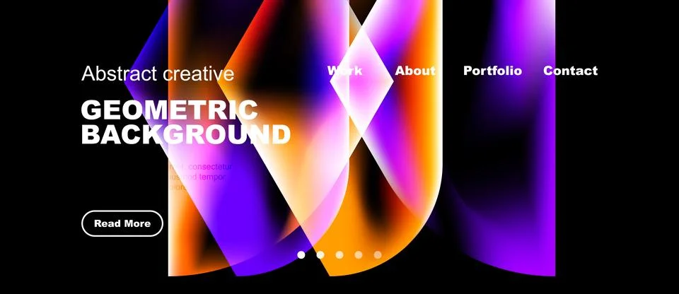 Vibrant abstract design features geometric shapes, bold text, dark background Stock Illustration