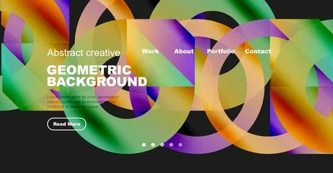 Vibrant abstract design features overlapping colorful circles. Website header Stock Illustration