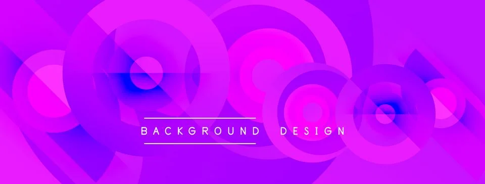 Vibrant abstract design features overlapping circles, gradients. Purple, pink 库存插图