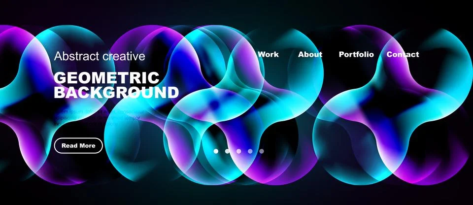 Vibrant abstract design features overlapping circles, gradients. Text include Stock Illustration