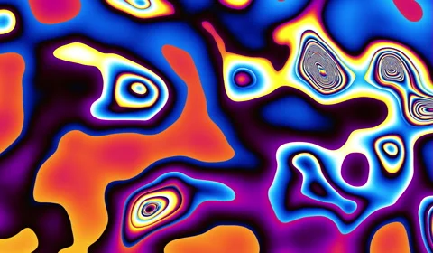 A vibrant abstract design featuring swirling patterns and bold colors, creating Stock Footage 340579079