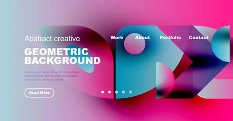 Vibrant abstract design. Geometric shapes blend with gradients. Website header Stockillustratie
