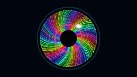 Vibrant abstract design resembling an eye with colorful patterns Stock Footage 337385753