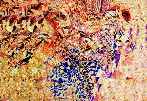 Vibrant abstract digital artwork combining fragmented triangular shapes Stock Photos