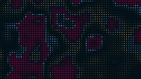 Vibrant abstract dot pattern dynamically whirling, swirling on a black Stock Footage 346864282