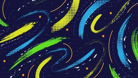 Vibrant Abstract Dynamic Brush Background with Halftone Effect Stock Illustration