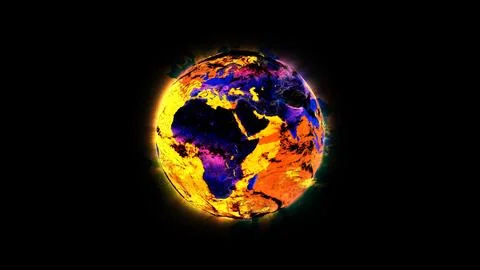 Vibrant Abstract Earth on Black Background Stock Illustration