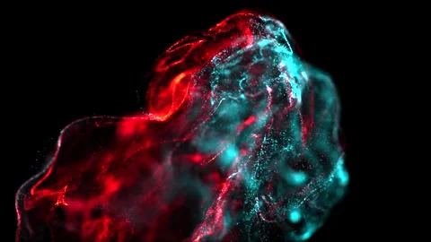 Vibrant Abstract Energy Flow in Cosmic Red and Blue with Mystical Effects Stock Footage 341780490