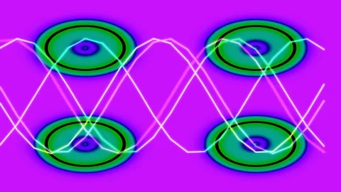 Vibrant abstract energy wave pattern with flowing geometric circles connectio Stock Footage 339794456