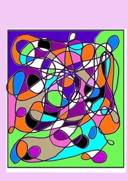 Vibrant Abstract Expressionist Line and Color Block Pattern Illustration