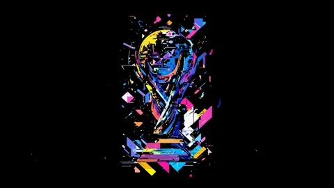Vibrant abstract FIFA world cup trophy reveal with geometric particles Stock Footage 333841449