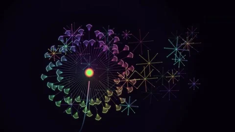 Vibrant abstract fireworks exploding with colorful particles against a dark.. Video stock 346069205