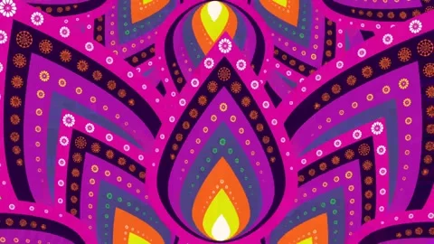 Vibrant Abstract Floral Pattern with Geometric Elements. Stock Footage 319424014