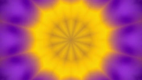 Vibrant Abstract Flower Mandala Pattern with Yellow Center and Purple Petals Video stock 329613027