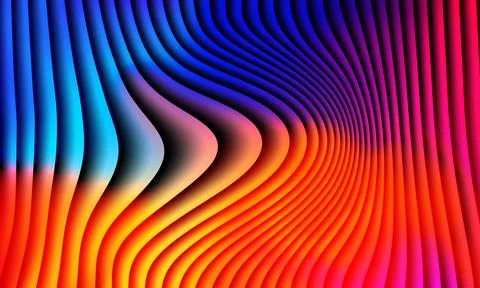 Vibrant abstract flowing wavy lines with dynamic blue to red gradient color Stock Illustration