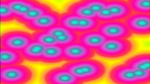 Vibrant abstract fluid background: Glowing cell patterns in neon blue, gree.. Stock Footage 339785247