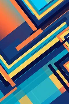 A vibrant abstract framework of thick stripe lines in blue and orange with .. 스톡 일러스트