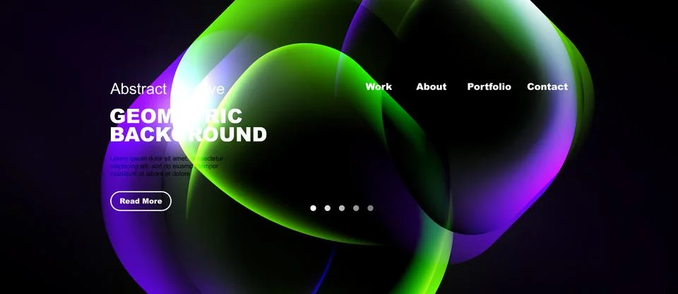 Vibrant abstract geometric background. Fluid shapes overlap, creating dynamic Stock Illustration