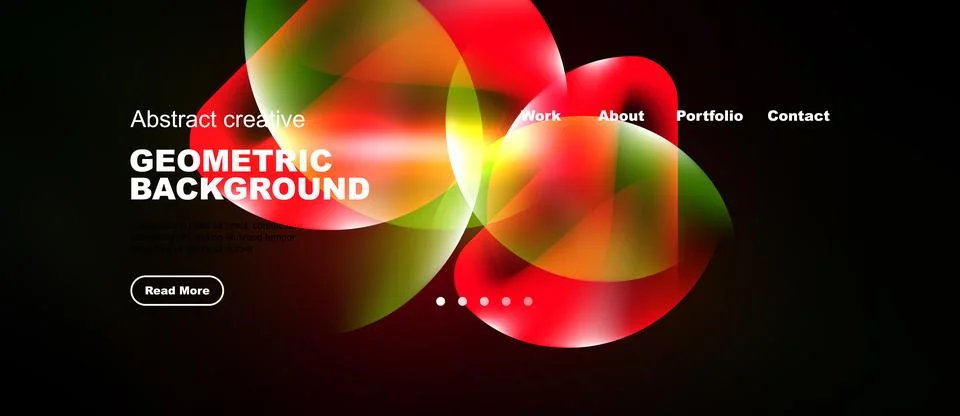 Vibrant abstract geometric background. Red, green, yellow shapes blend into.. Illustrazione stock