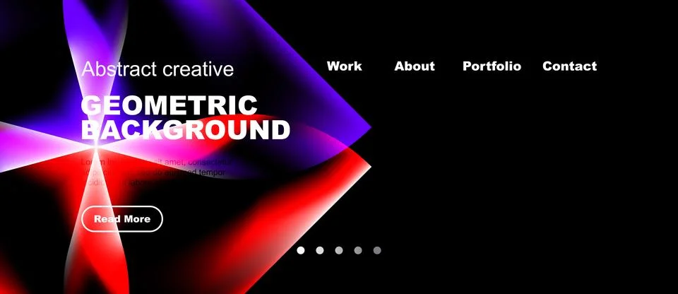 Vibrant abstract geometric background. Website header with navigation options Stock-Illustration