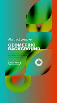 Vibrant abstract geometric design. Overlapping shapes create dynamic visual Stock Illustration