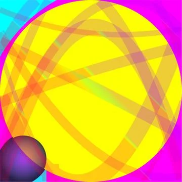 Vibrant abstract geometric digital background with yellow circle and purple.. Stock Illustration
