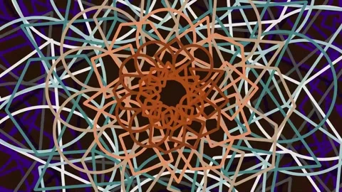 Vibrant Abstract Geometric Fractal Pattern Background with Blue and Orange .. Stock Footage 342207613