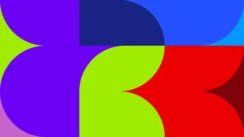Vibrant Abstract Geometric Pattern with Dynamic Curved Shapes Creating an E.. Stock Illustration