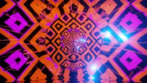 Vibrant Abstract Geometric Pattern with Neon Lights – Digital Art Background Stock Footage 303131537