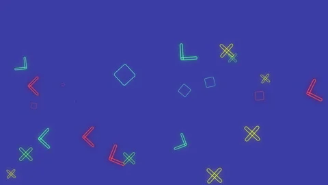 Vibrant abstract geometric patterns with colorful neon shapes on a blue bac.. Stock Footage 317870865