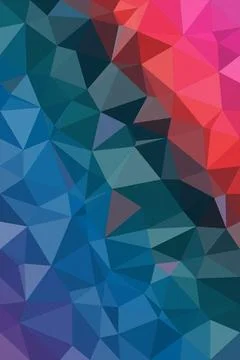 Vibrant abstract geometric polygon pattern blends blue, cyan, and pink tone.. Stock Illustration