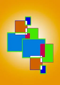 Vibrant Abstract Geometric Squares Pattern on Radial Orange Gradient Background 库存插图