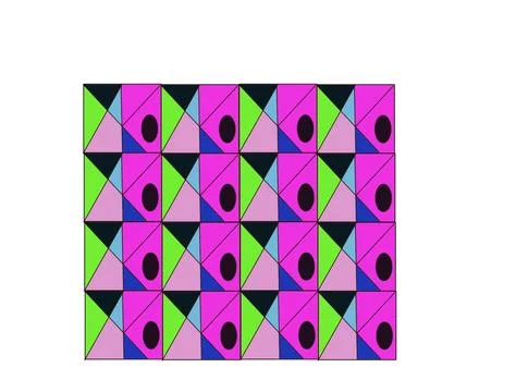 Vibrant Abstract Geometric Tessellation Pattern with Triangles and Ovals Stock Illustration