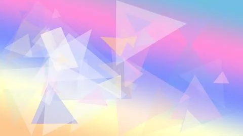 A vibrant abstract geometric triangle collage in pastel pink, blue, and pur.. Stock Illustration