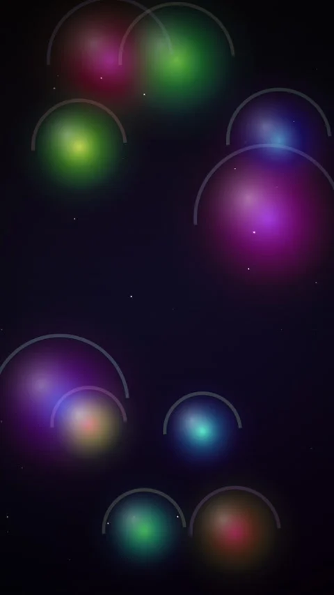 Vibrant abstract glowing bokeh lights pattern on deep cosmic background Stock Footage 345492128