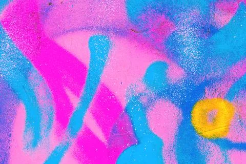 Vibrant Abstract Graffiti Texture in Pink, Blue and Yellow with 80s Retro Vibes Stock Illustration