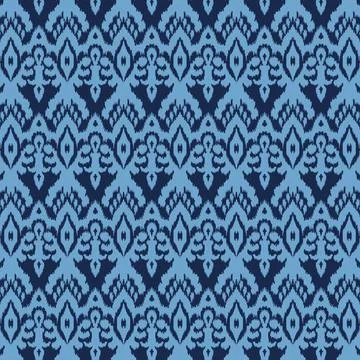 A vibrant abstract ikat pattern in shades of blue and black Stock Illustration