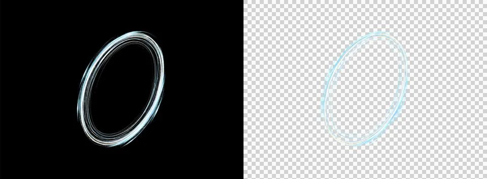 A vibrant abstract image featuring two glowing rings on a dark background Stock Illustration