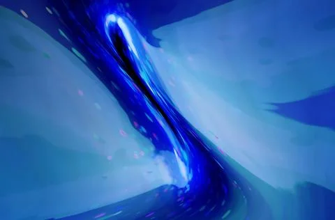 Vibrant abstract image of flowing fluid waves in warm gradient blue tones, .. Stockillustratie