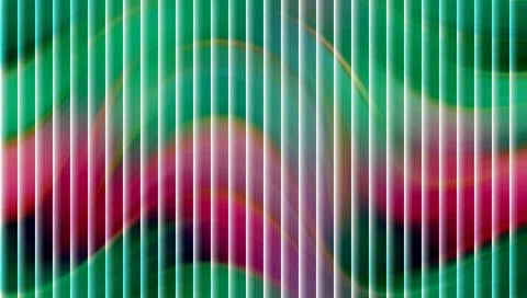 Vibrant abstract image with green background and pink shapes Stockillustratie