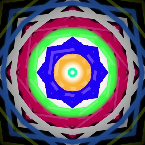 Vibrant Abstract Kaleidoscopic Circle Pattern Animation Stock Footage 347809524