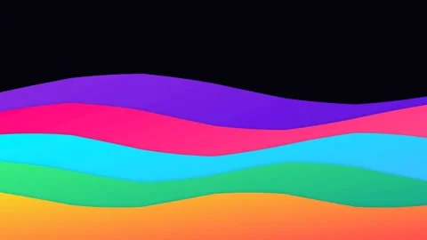 Vibrant abstract layers of colorful wavy lines on a solid black background 스톡 동영상 338310233