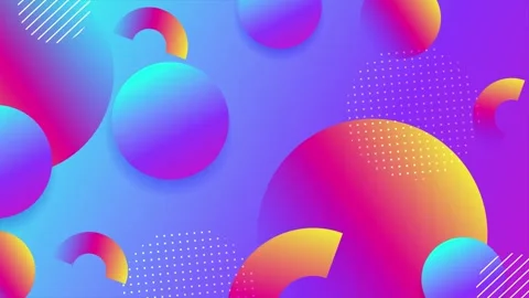 Vibrant abstract layout with dynamic circular geometric elements and triangle Stock Footage 311608918