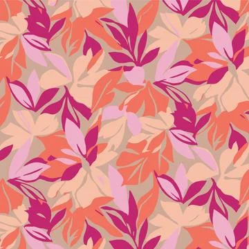 Vibrant Abstract Leaf Pattern Seamless Design Background. Stock Illustration