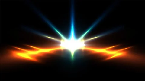Vibrant abstract light radiating blue orange lines on black background mode.. Stockillustratie